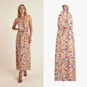 Favorite Daughter Floral Halter Maxi Dress in Pink, Blue, Cream